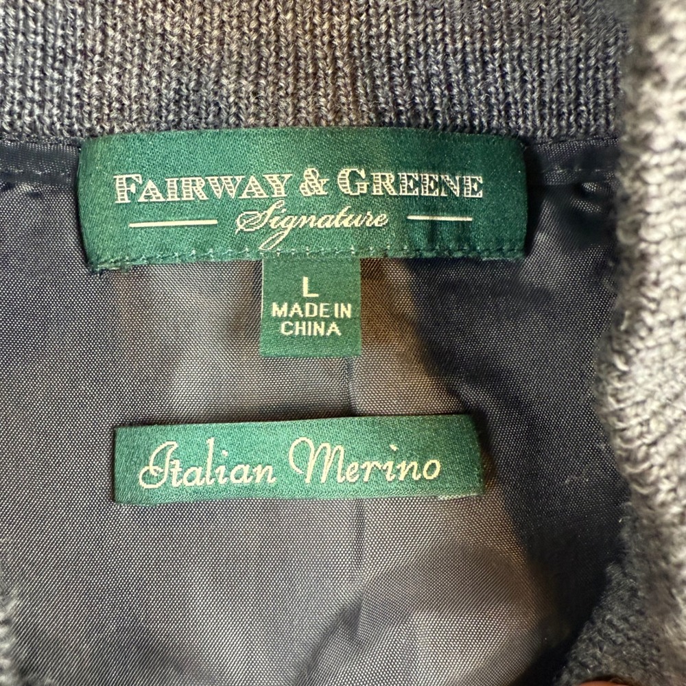 Fairway & Greene Signature Mens L Italian Merino Wool Plaid 1/4 Zip Sweater - Picture 4 of 7